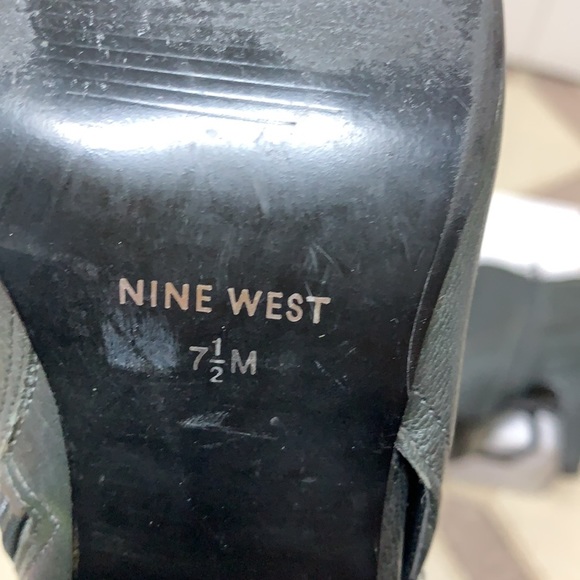 Grey Leather Nine West Peep Toe Booties - Picture 8 of 9